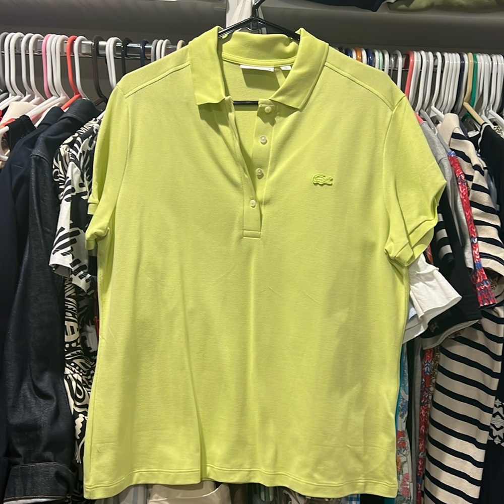 Lacoste 4 button chartreuse polo size 46